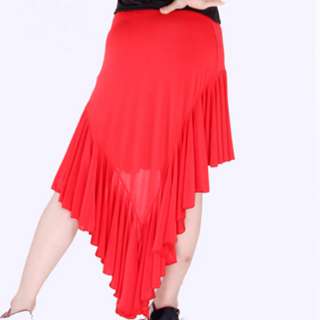 Fashion Red Latin Tango Ballroom Dance Dress Skirt Flouncing Dovetail 