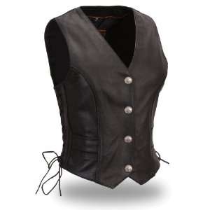   Manufacturing Womens Braided Buffalo Nickel Vest (Black, XXXXX Large
