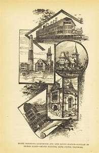 1895 print  Hotel Brighton, Lighthouse in Atlantic City  