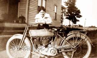Girl Woman Vintage Harley Davidson Motorcycle Photo  