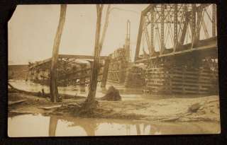 RPPC 1913? Railroad Bridge Disaster Flood Coshocton OH  