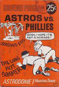 1967 ASTROS vs PHILLIES MLB PROGRAM AT THE ASTRODOME  