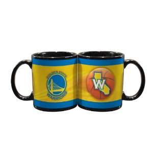  NBA Golden State Warriors 2 Pack 11oz Black SportsBall Mug 