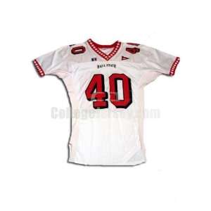  White No. 40 Game Used Ball State Russell Football Jersey 