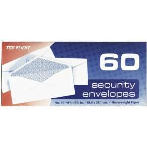  Top Flight Boxed Number 10 Security Envelopes, 4.25 x 9.75 