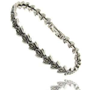  Sterling Silver Marcasite Design Bracelet Jewelry