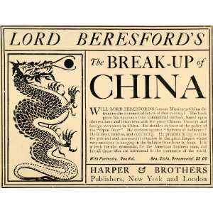  1899 Ad Harper & B. Lord Beresford China Book Dragon 