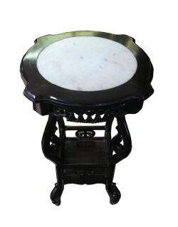 Chinese Marble Round Ru Yi Carved Table Stand s470  