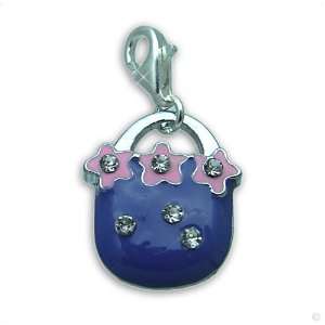   LadyBag lilac + Zirkonia #9211, bracelet Charm  Phone Charm Jewelry