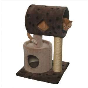  Pawprint Tunnel & Condo Cat Tree Color Pine w/Green Paw 