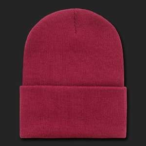 MAROON RED LONG BEANIE SKI CAP CAPS HAT HATS CUFFED 