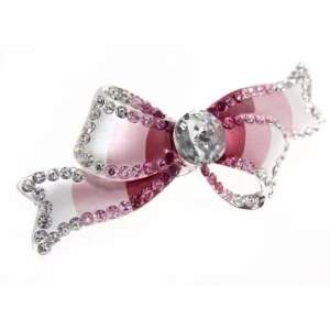    Pink Ribbon Swirl Crystal Hair Clip Barrette Jewelry Beauty