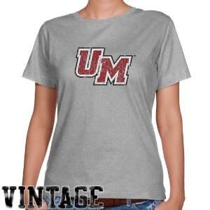  NCAA UMass Minutemen Ladies Ash Distressed Logo Vintage 