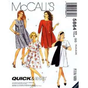  McCalls 5864 Sewing Pattern Full Figure Loose Fitting A line Dress 