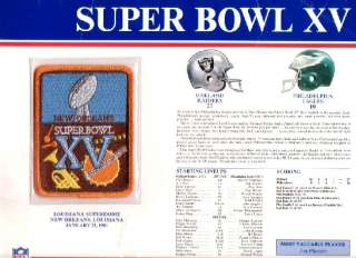 1981 NFL Super Bowl XV Patch Raiders vs Eagles Willabee  