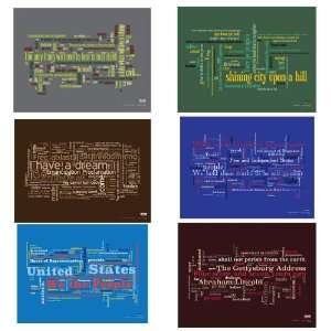  Set of 6 History Word Cloud Posters