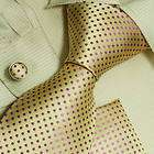 H5085 gold solids silk necktie cufflinks hanky Y&G  