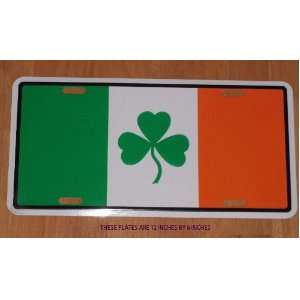  IRISH Flag LICENSE PLATE   12 X 6     w/ Cute Shamrock 