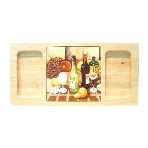  Inch Cheese Serving Board w/Decorative Tile, Tan