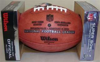 SUPER BOWL XLVI WILSON LEATHER NFL FOOTBALL with PATRIOTS, GIANTS 