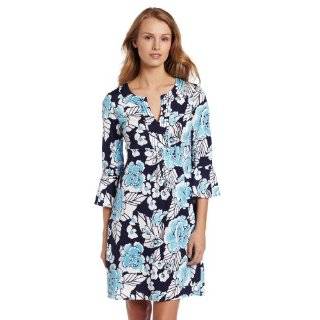   Womens Twyla Printed V Neck Dress, Bright Navy Take It Higher, Medium