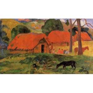  Oil Painting Three Huts, Tahiti Paul Gauguin Hand 
