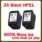 2X HP 21 Black Ink Cartridge HP Deskjet 3910 F380 D1360