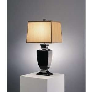   Black Lead Crystal Table Lamp with Cafe Shade