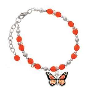 Large Monarch Butterfly with 6 AB Swarovski Crystals Orange Czech 