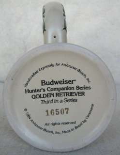Budweiser CS248 Hunters Companion Golden Retrieve Stein  