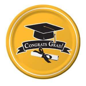   Congrats Grad Paper Luncheon Plates   School Bus Yellow Toys & Games