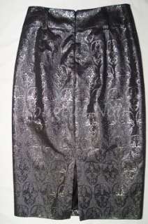 THOMAS WYLDE silver/gray lurex SKULL pencil skirt sz 4  