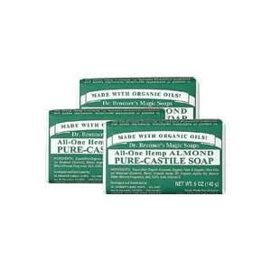  Dr. Bronners Bar Soap Almond    5 oz Each / Pack of 3 