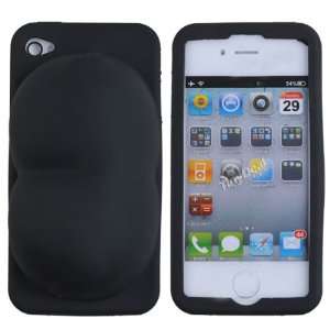Buttocks Hip Theme Soft Silicone Cover Case for Apple iPhone 4G BLACK 