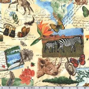  45 Wide My African Journey Travel Log Natural Fabric By 
