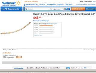 Heart 18K Tri Color Gold Clad Sterling Silver Bracelet  