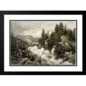  Achenbach, Andreas 38x28 Framed and Double Matted Logging 