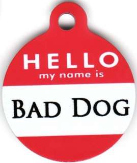 Engraved Pet ID Hello My Name Is Bad Dog Pet Tag  