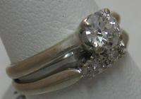 Estate Transition Cut .44ct Diamond Bridal Set 14k Ring  