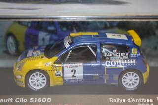 Renault Clio S1600 WRC #2, Antibes IXO Altaya 1/43 NEW  