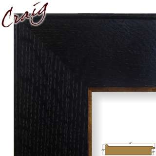 Picture Frame Black with Gold Trim 3.5 Wide Complete New Wood Frame 