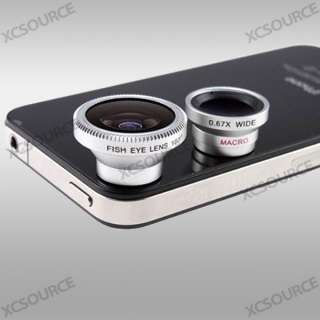 3in1 Fish Eye Lens + Wide Angle +Micro Lens Camera Kit for iPhone 4 4S 