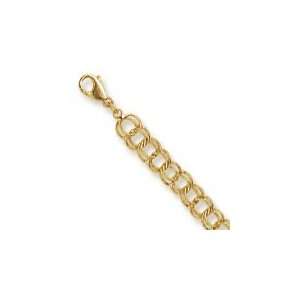   Made Double Link Charm Bracelet, 7, Lobster Clasp, 14K Yellow Gold