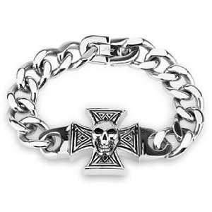 316L Steel Cast Bracelet Celtic Cross With Skull West 