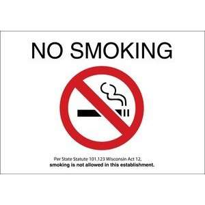 NO SMOKING PER STATE STATUTE 101.123 WISCONSIN ACT 12, SMOKING IS NOT 