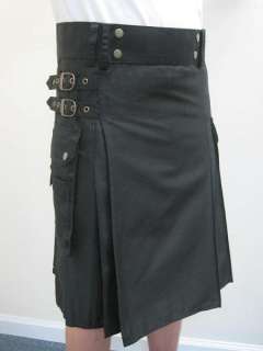 NEW BLACK UTILITY CARGO MODERN Kilt Waist Sizes 30   52  