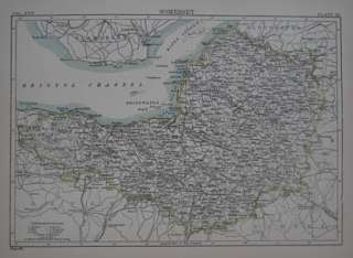 1888 Shire Map SOMERSET England Bath Weston Bridgwater  