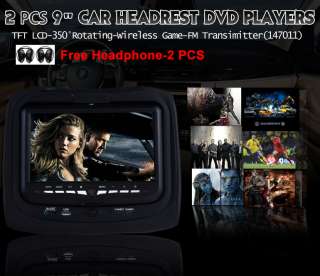   Headrest In Car Stereo DVD Player USB SD 32 Bits 2x Headphones  