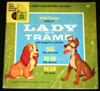   THE TRAMP Illustrated Book & 33 RPM Record Set, Disneyland Record 1965