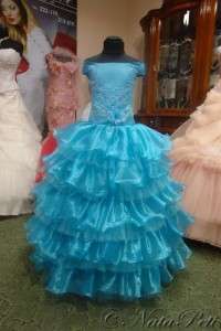PAGEANT FLOWER GIRL PRINCESS HOLIDAY DRESS 3751 BLUE SIZE 6 8  